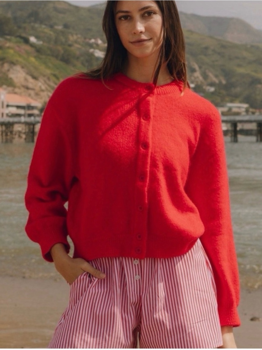 Daily Drills Red Button-Front Cardigan Size M/L
